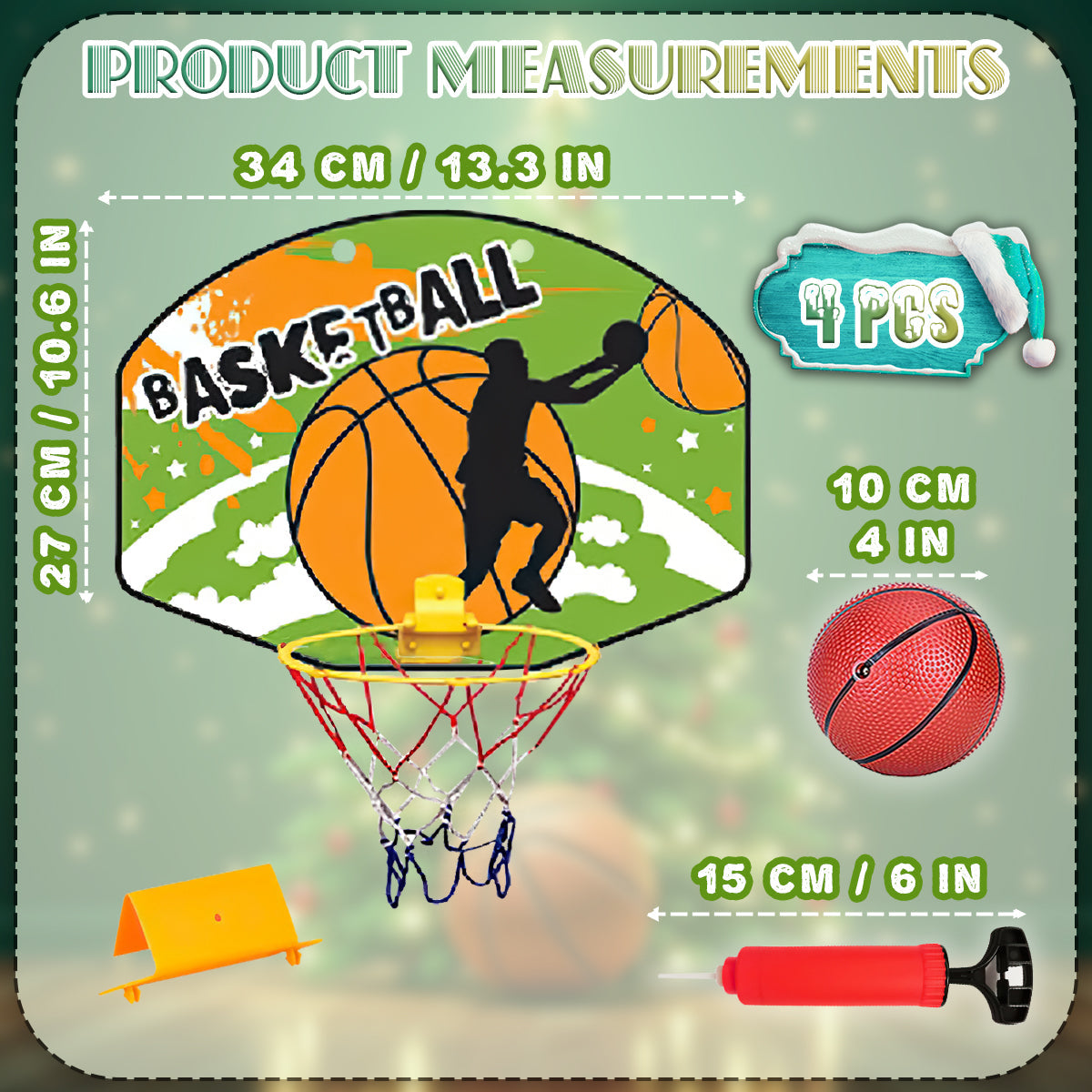 Kids Basketball Hoop with Hard PVC Backboard Pump and Ball Hanger Hook Indoor Outdoor Large Basketball Set with Net Ball and Pump Portable Sport Toys for Kids Basketball Set