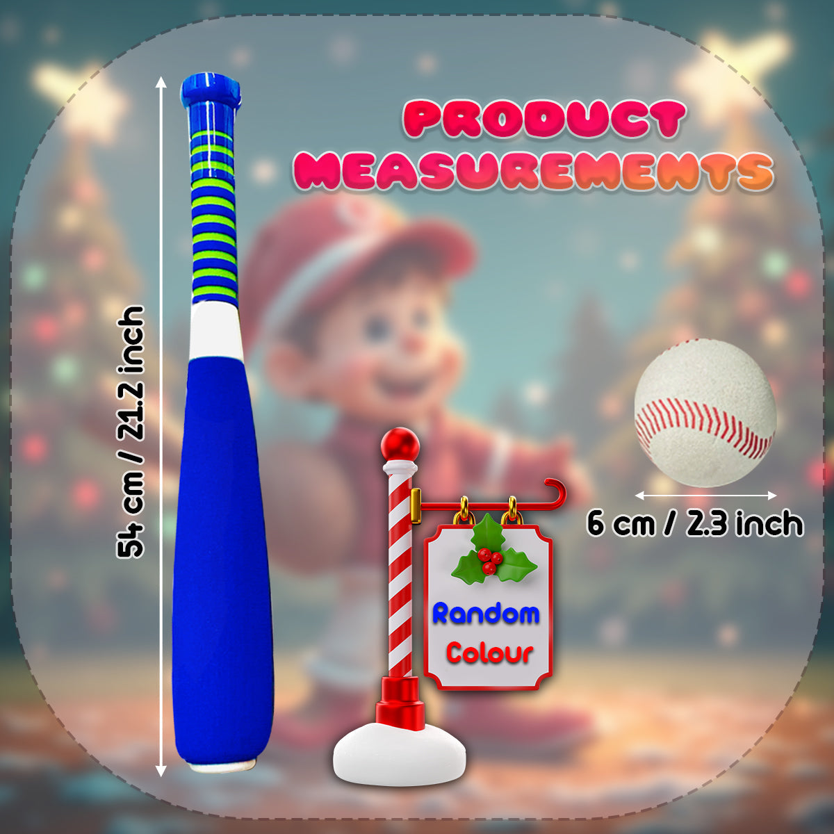 Kids 54CM Baseball Bat and Ball Foam Baseball Bat Set for kids and Toddlers, Safe Play Outdoor Training, Lightweight, Soft Grip, Random Colour