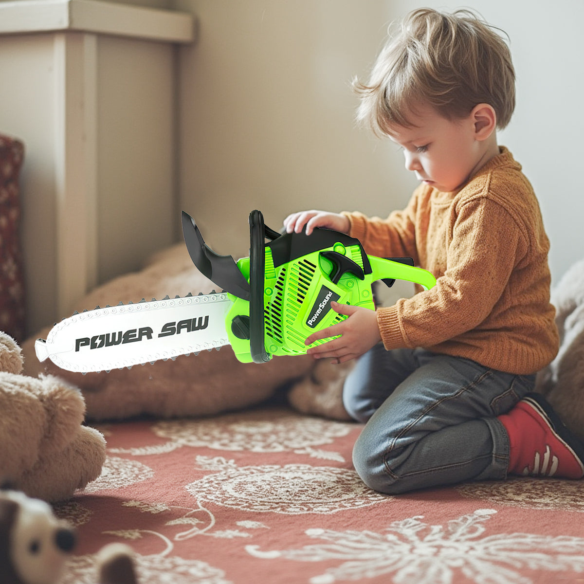 Construction Tool, Rotating Power Chainsaw With Realistic Sound New Electric Simulation Repair Tools Pretend Play Toys Best Gift For Boys Kids Children