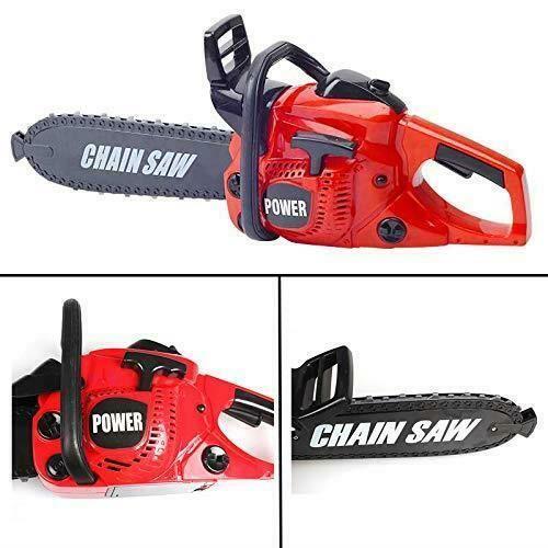 Construction Tool Electric Chain Saw Toy Play Set Rotating Chain, Realistic Sounds & Pretend Construction Garden Yardwork, Outdoor Preschool Lawn Toy Gift for Toddler, Red Colour