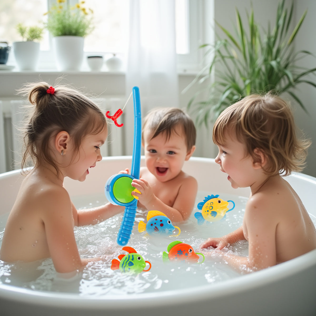 Bath Time Bathtub Fishing Toys for Children, Baby Bath Swimming Pool Fishing Toys for Baby Kids, Bathpool Fishing Toys for Water Tables with Fishing Net, Summer Pool Games