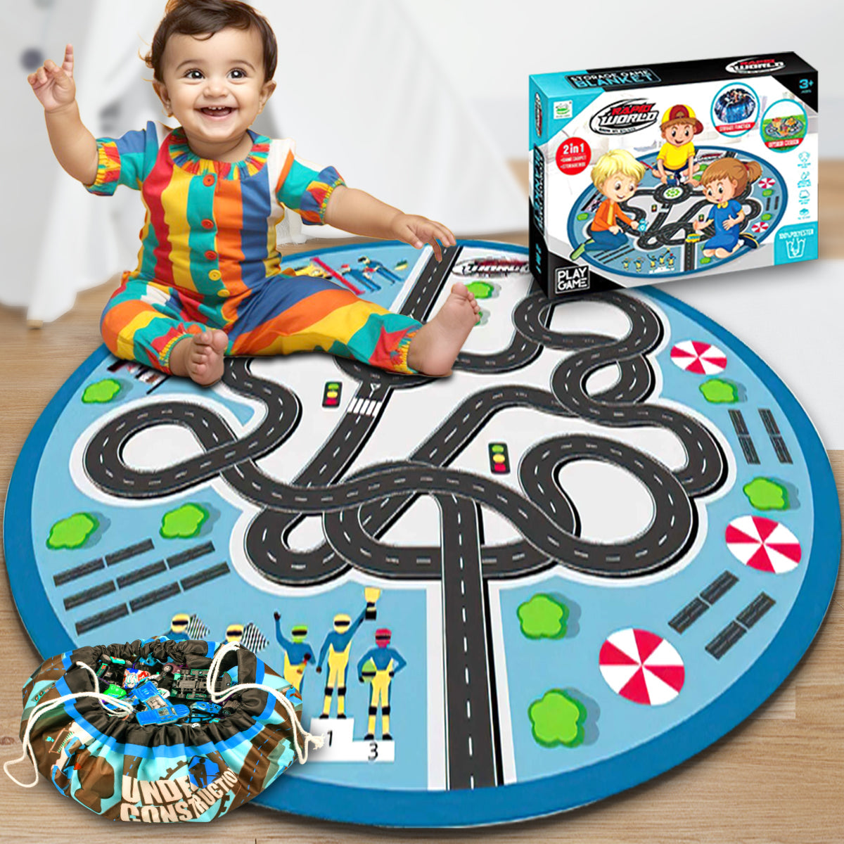 Kids Carpet Playmat Rug Set Playroom Rug, City Pretend Play Toys Baby Toddler Kid Child Educational Ideal for Boys & Girls