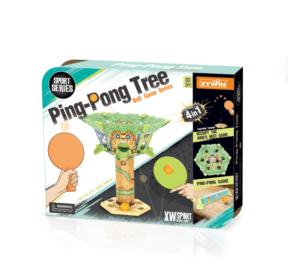 4-in-1 Ping Pong Tree Tennis Sport Play Set Toy Ball Game Series, Table Tennis Game for Kids, Ping Pong Tree Table Tennis Training Equipment for Beginners, for Children