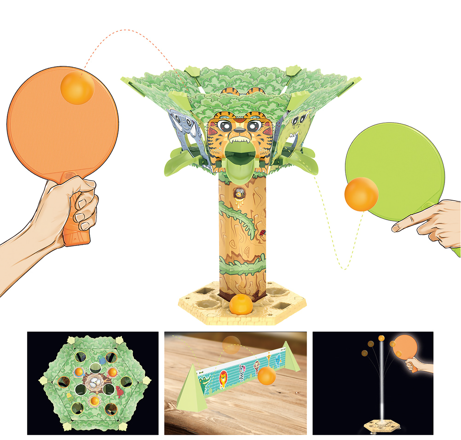4-in-1 Ping Pong Tree Tennis Sport Play Set Toy Ball Game Series, Table Tennis Game for Kids, Ping Pong Tree Table Tennis Training Equipment for Beginners, for Children
