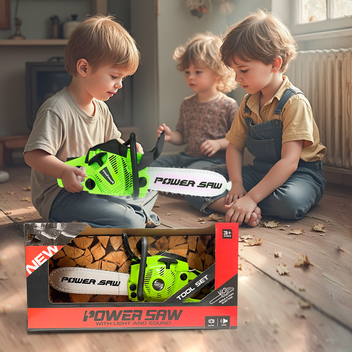 Construction Tool, Rotating Power Chainsaw With Realistic Sound New Electric Simulation Repair Tools Pretend Play Toys Best Gift For Boys Kids Children