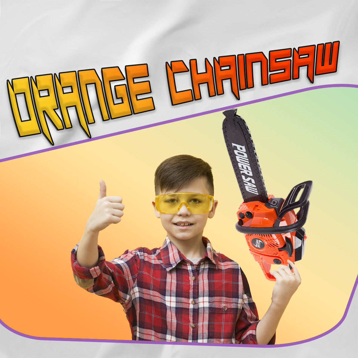 Construction Tool Electric Chain Saw Toy Play Set Rotating Chain, Realistic Sounds & Pretend Construction Garden Yardwork, Outdoor Preschool Lawn Toy Gift for Toddler, Orange Colour