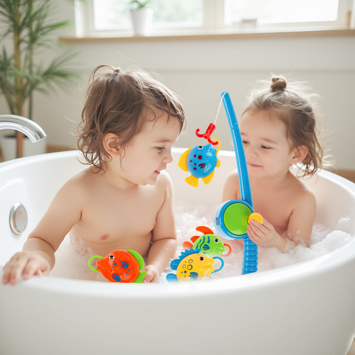 Bath Time Bathtub Fishing Toys for Children, Baby Bath Swimming Pool Fishing Toys for Baby Kids, Bathpool Fishing Toys for Water Tables with Fishing Net, Summer Pool Games