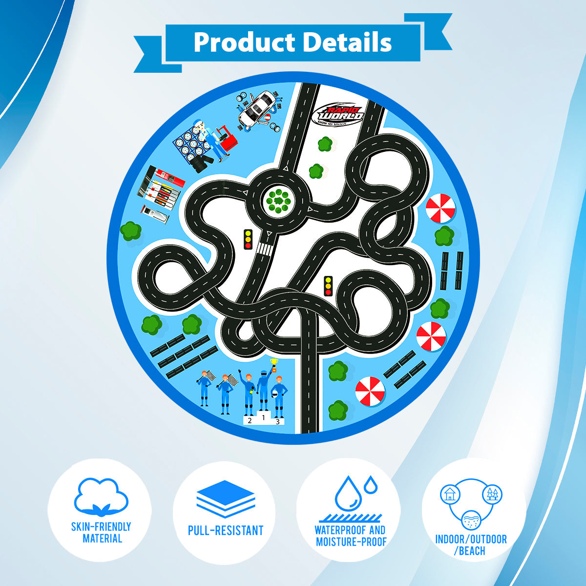 Kids Carpet Playmat Rug Set Playroom Rug, City Pretend Play Toys Baby Toddler Kid Child Educational Ideal for Boys & Girls