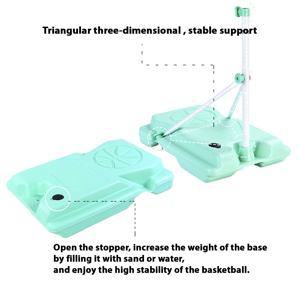 Adjustable Metal HOOP STAND Basketball Set pump Ball Height 210cm