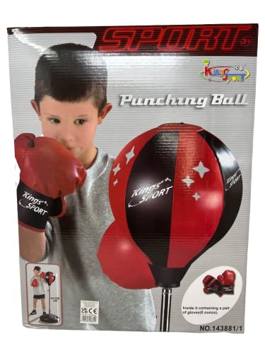 Boxing Set with Adjustable Height Standing Punching Ball, Gloves and Pump