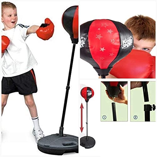 Boxing Set with Adjustable Height Standing Punching Ball, Gloves and Pump