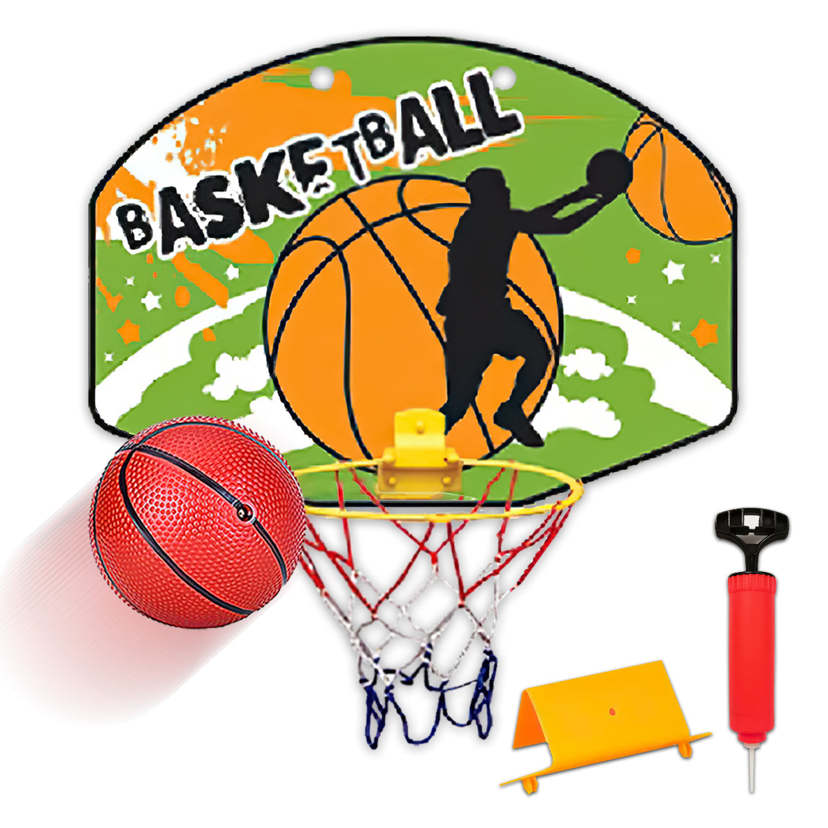 Kids Basketball Hoop with Hard PVC Backboard Pump and Ball Hanger Hook Indoor Outdoor Large Basketball Set with Net Ball and Pump Portable Sport Toys for Kids Basketball Set