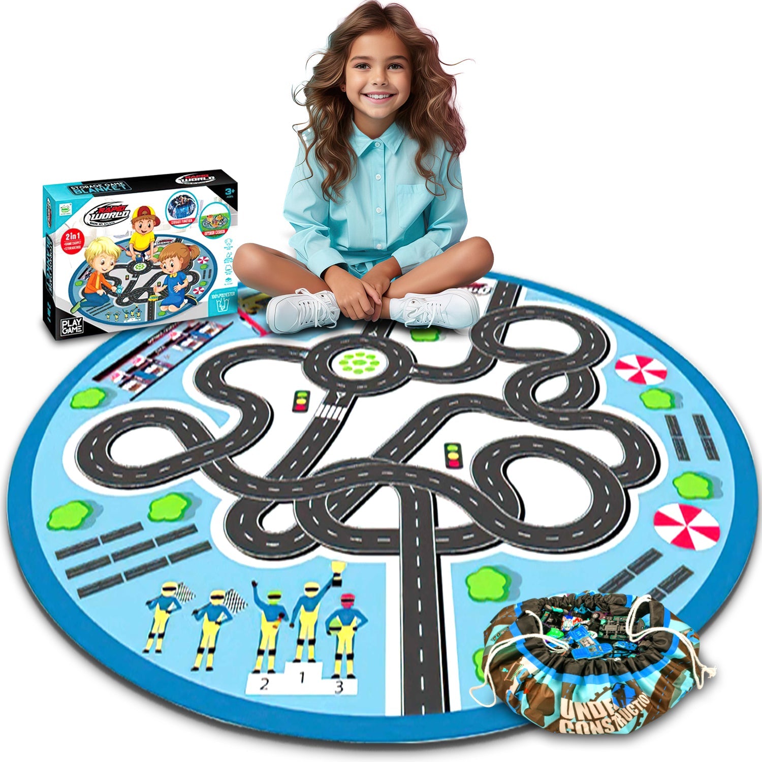 Kids Carpet Playmat Rug Set Playroom Rug, City Pretend Play Toys Baby Toddler Kid Child Educational Ideal for Boys & Girls