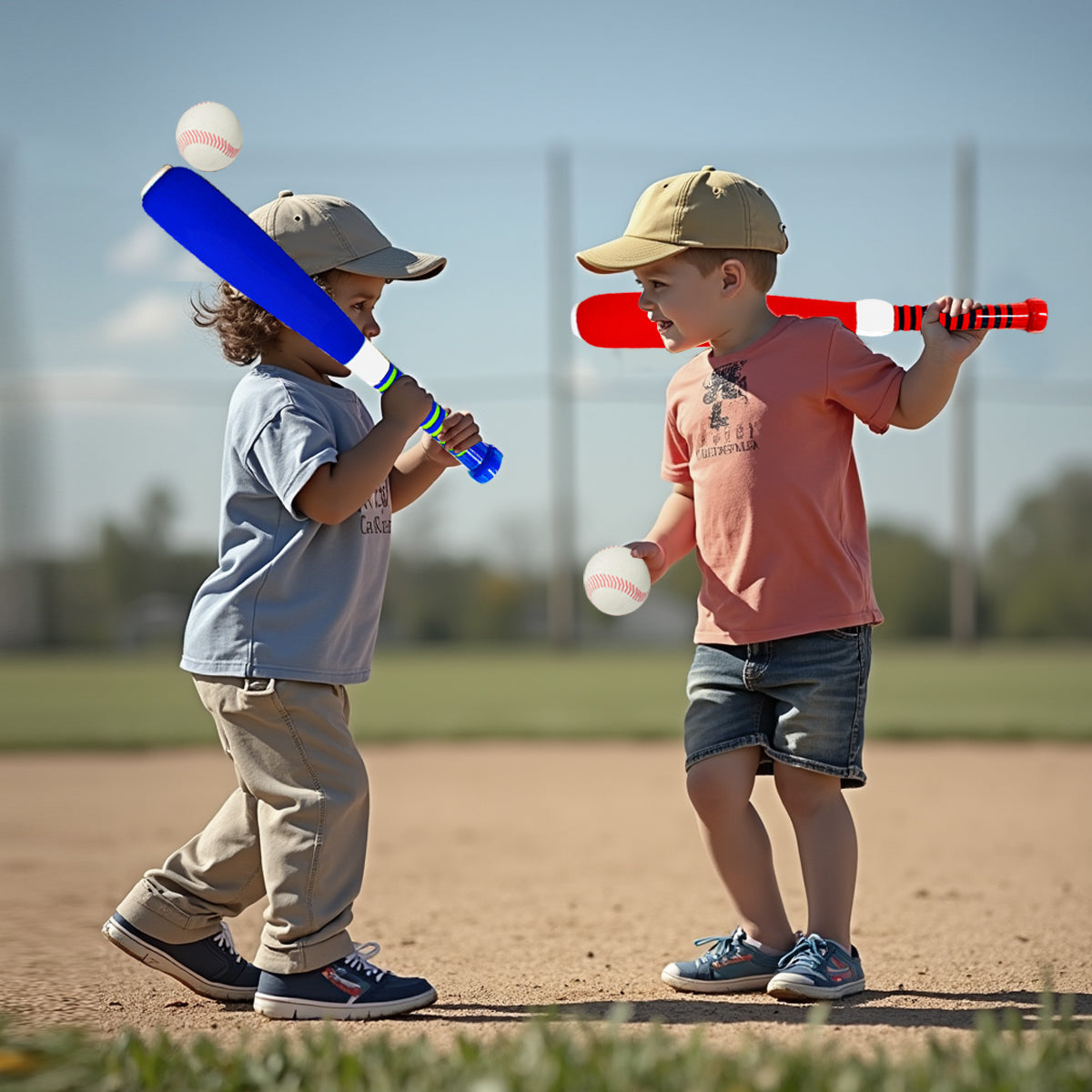 Kids 54CM Baseball Bat and Ball Foam 2PCS Baseball Bat Set for kids and Toddlers, Safe Play Outdoor Training, Lightweight, Soft Grip, Random Colour
