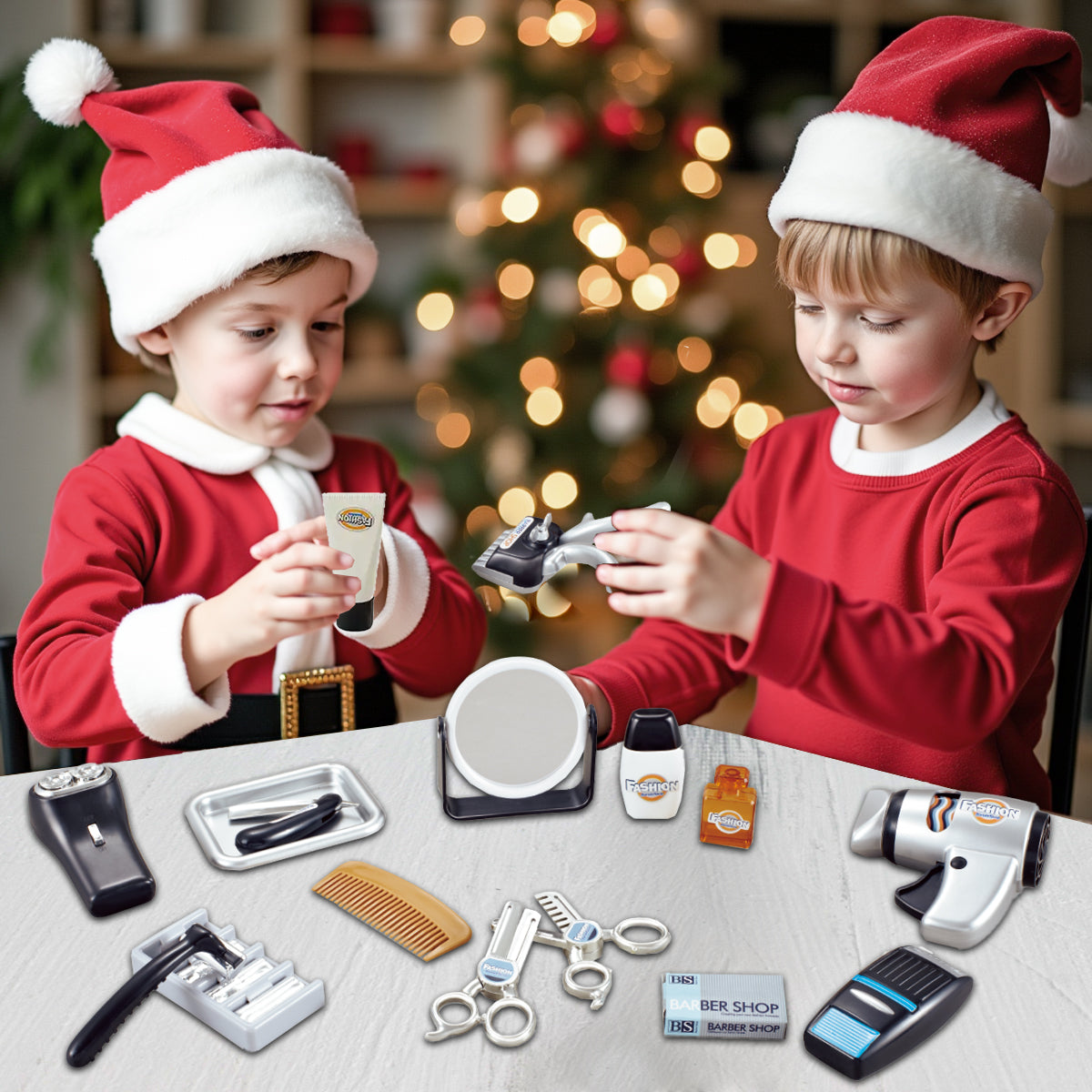 Kids Barber Shop Toy Set, Fashion Hair Salon Pretend Play Toy for Kids, Barbershop Hairstyle Pretend Play Kit for Boys and Girls for 3 Years and Above, Best Gift for Kids