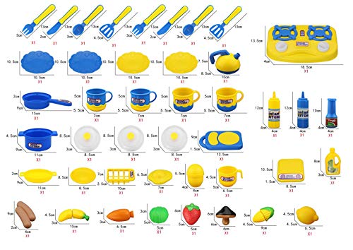 43 Pieces Kitchen set Cooking Toys Dinner set Cutting Fruits Vegetables Pretend Play Food Playset
