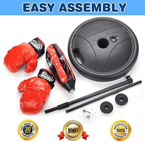 Boxing Set with Adjustable Height Standing Punching Ball, Gloves and Pump