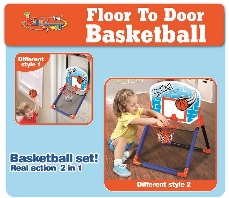 2 in 1 Floor and Over the Door Basketball Play Set for Kids