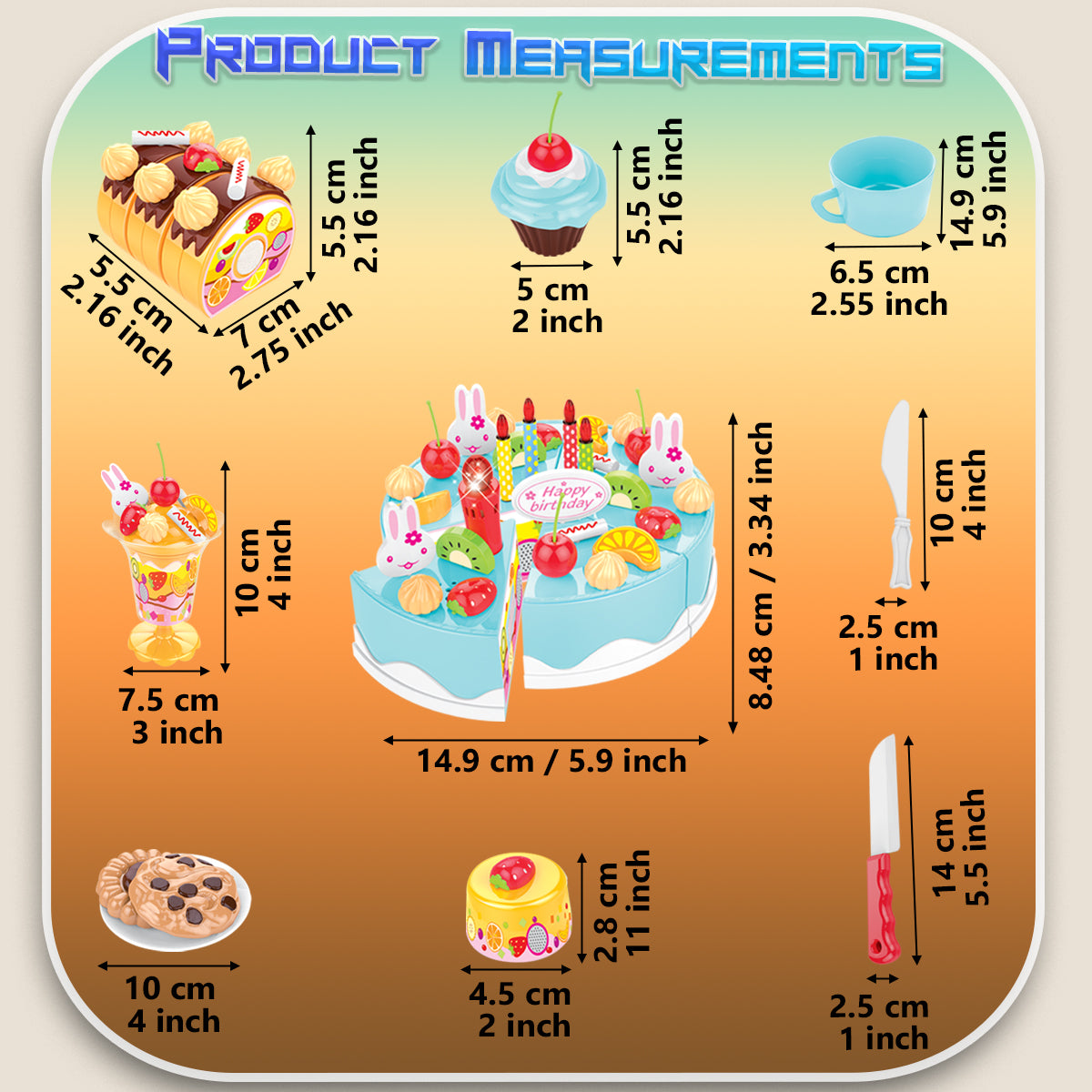 Cake Light-Up & Musical Cake Set Kids Pretend Play Birthday Cake Toy for Baby & Toddlers Cake Toys with Light Music & Candle Birthday Party Set Toys Gift for Boys Girls Age 3-8 (Blue)