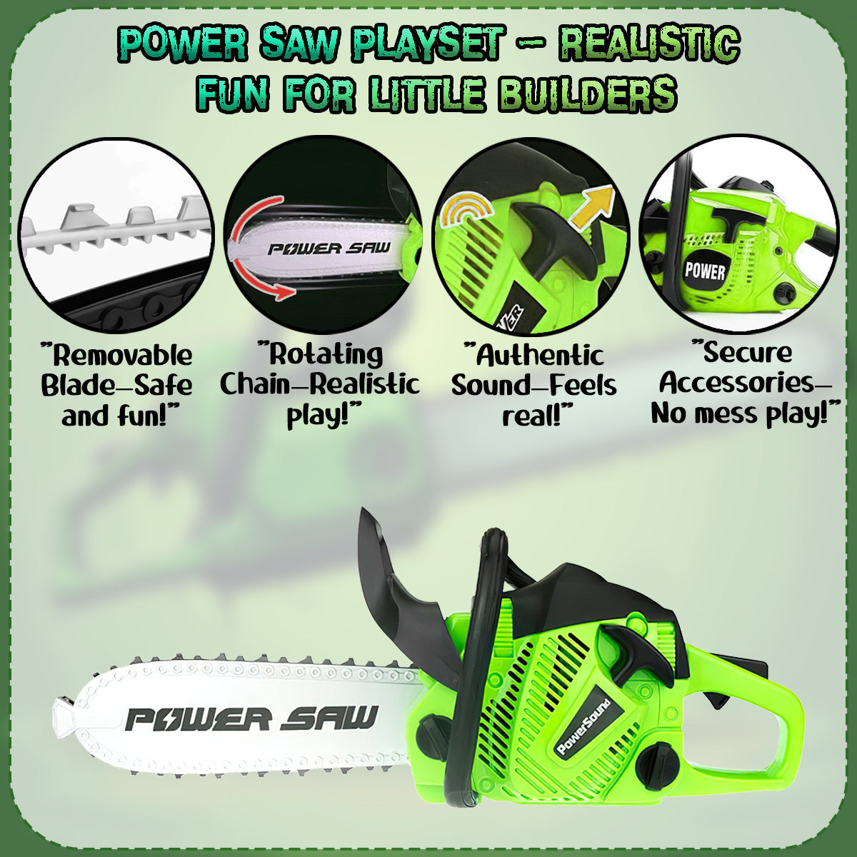 Construction Tool, Rotating Power Chainsaw With Realistic Sound New Electric Simulation Repair Tools Pretend Play Toys Best Gift For Boys Kids Children