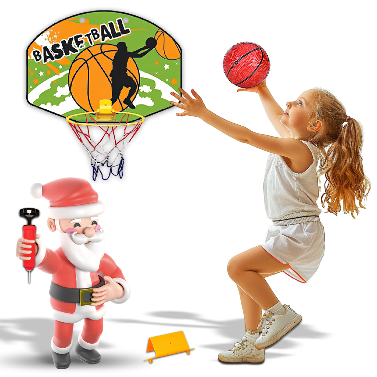 Kids Basketball Hoop with Hard PVC Backboard Pump and Ball Hanger Hook Indoor Outdoor Large Basketball Set with Net Ball and Pump Portable Sport Toys for Kids Basketball Set