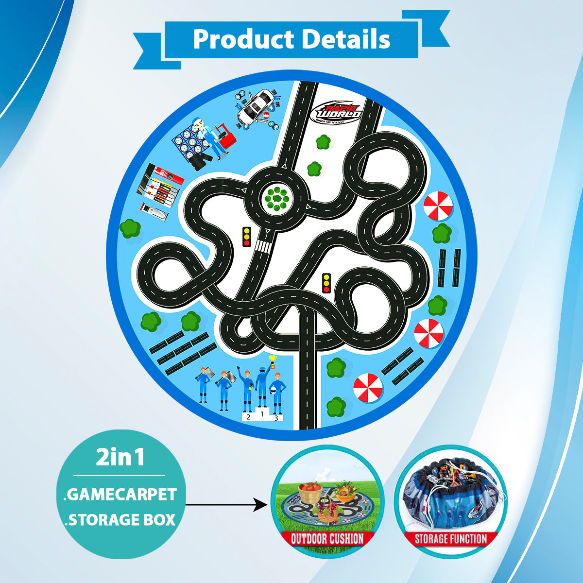Kids Carpet Playmat Rug Set Playroom Rug, City Pretend Play Toys Baby Toddler Kid Child Educational Ideal for Boys & Girls
