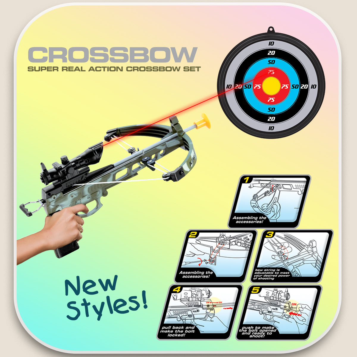 Kids Archery Bow and Arrows Toy Set with Target, Kids Practice Cross Bow, Girls, Boys Toy Archery Set Fun Sport Game with 3 Durable Suction Cup Arrows Perfect for Indoor or Outdoor Games