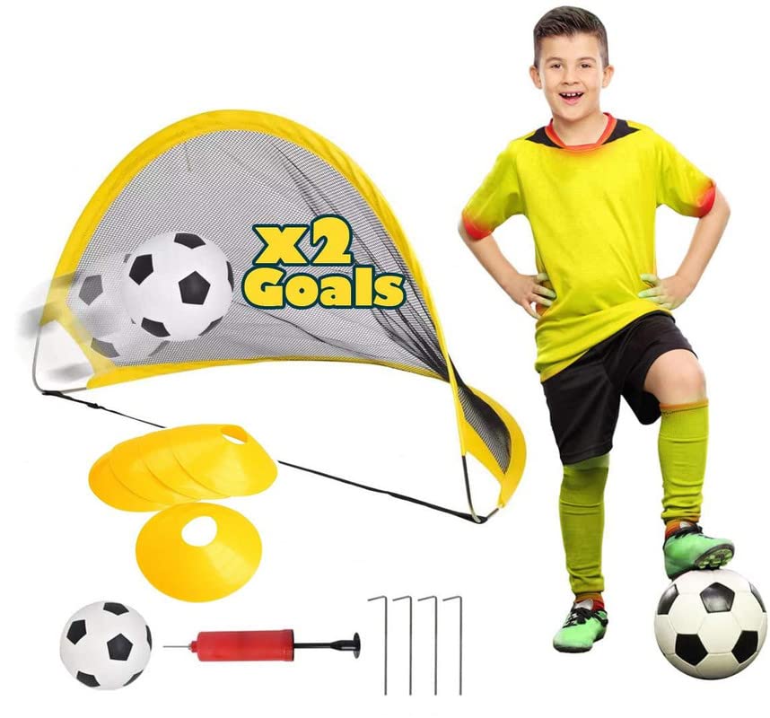 Foldable Pop Up Soccer Goal with Ball, Pump, 4 Pegs