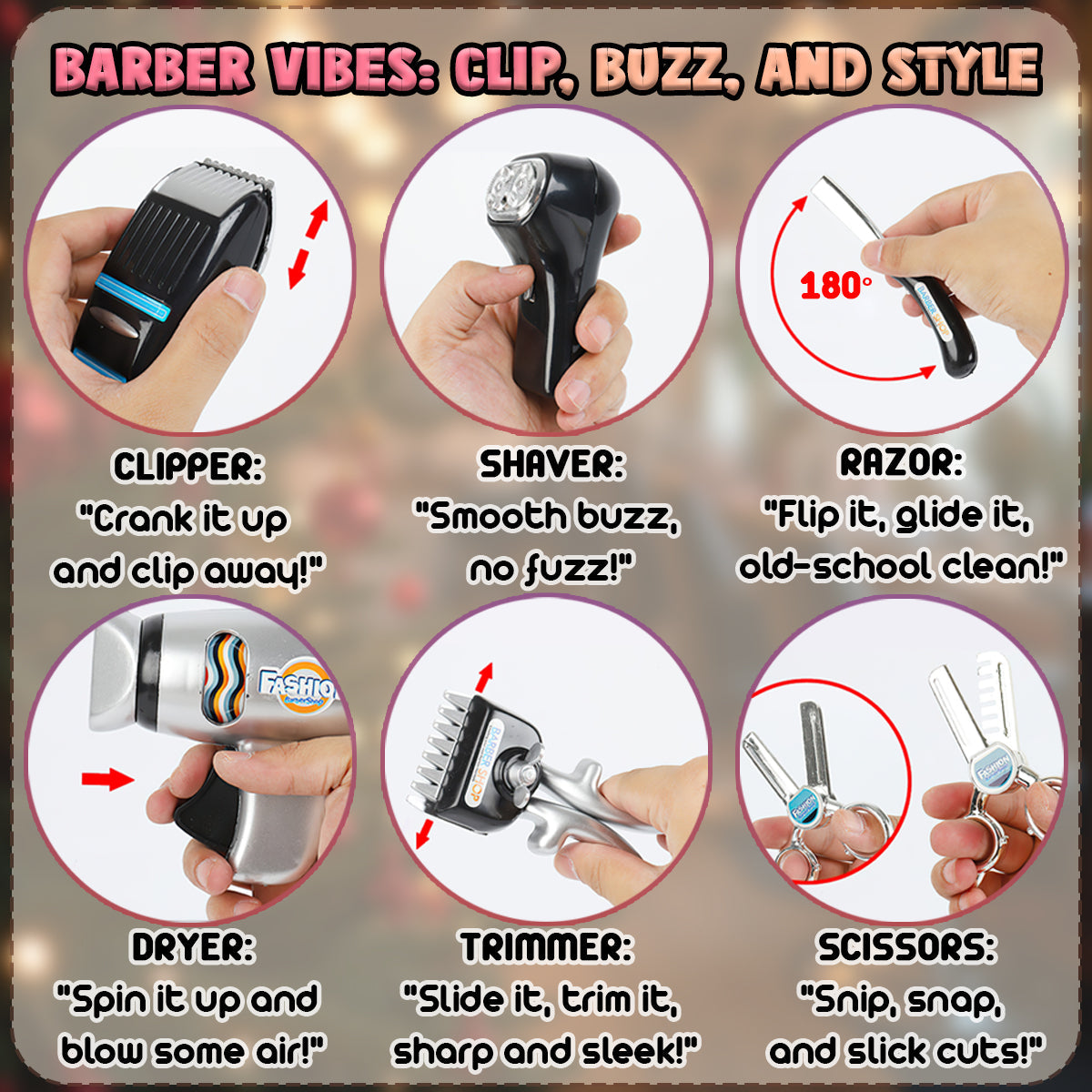 Kids Barber Shop Toy Set, Fashion Hair Salon Pretend Play Toy for Kids, Barbershop Hairstyle Pretend Play Kit for Boys and Girls for 3 Years and Above, Best Gift for Kids