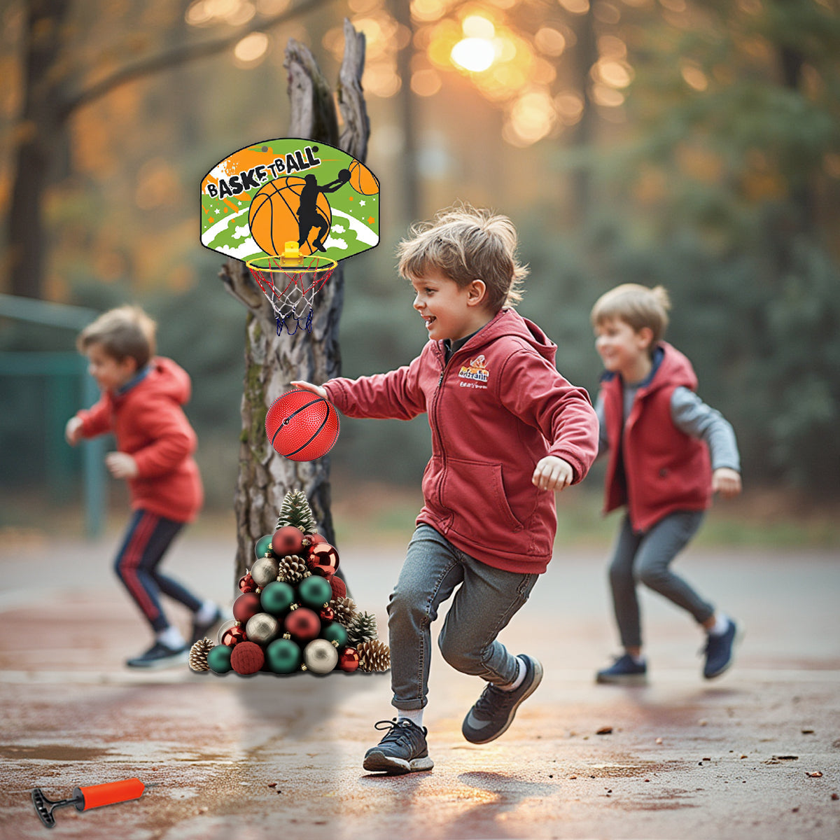 Kids Basketball Hoop with Hard PVC Backboard Pump and Ball Hanger Hook Indoor Outdoor Large Basketball Set with Net Ball and Pump Portable Sport Toys for Kids Basketball Set
