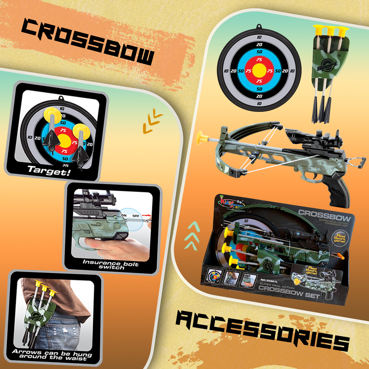 Kids Archery Bow and Arrows Toy Set with Target, Kids Practice Cross Bow, Girls, Boys Toy Archery Set Fun Sport Game with 3 Durable Suction Cup Arrows Perfect for Indoor or Outdoor Games