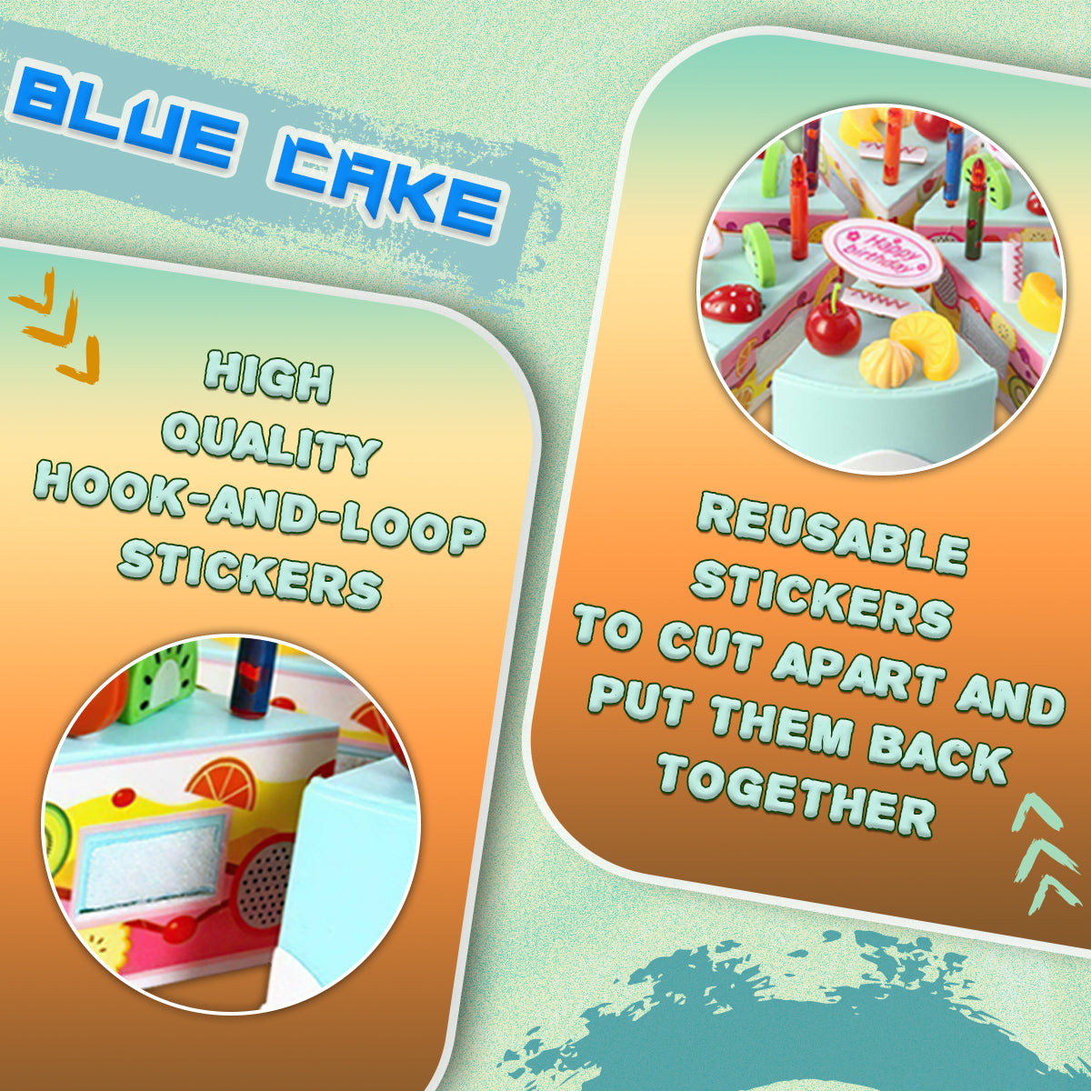Cake Light-Up & Musical Cake Set Kids Pretend Play Birthday Cake Toy for Baby & Toddlers Cake Toys with Light Music & Candle Birthday Party Set Toys Gift for Boys Girls Age 3-8 (Blue)