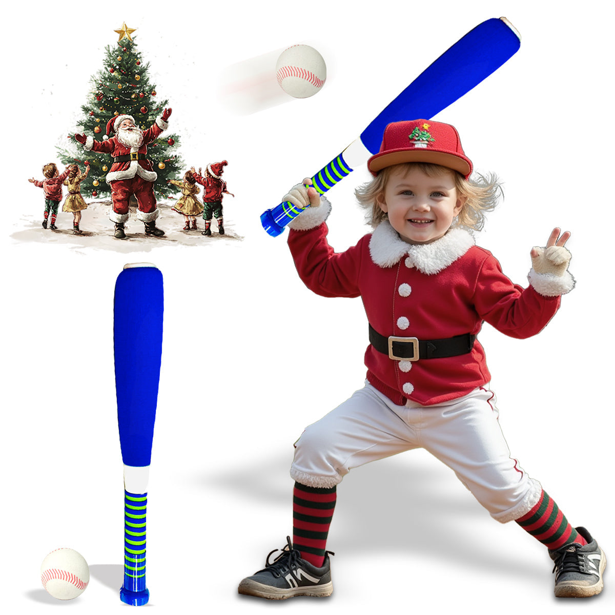 Kids 54CM Baseball Bat and Ball Foam Baseball Bat Set for kids and Toddlers, Safe Play Outdoor Training, Lightweight, Soft Grip, Random Colour