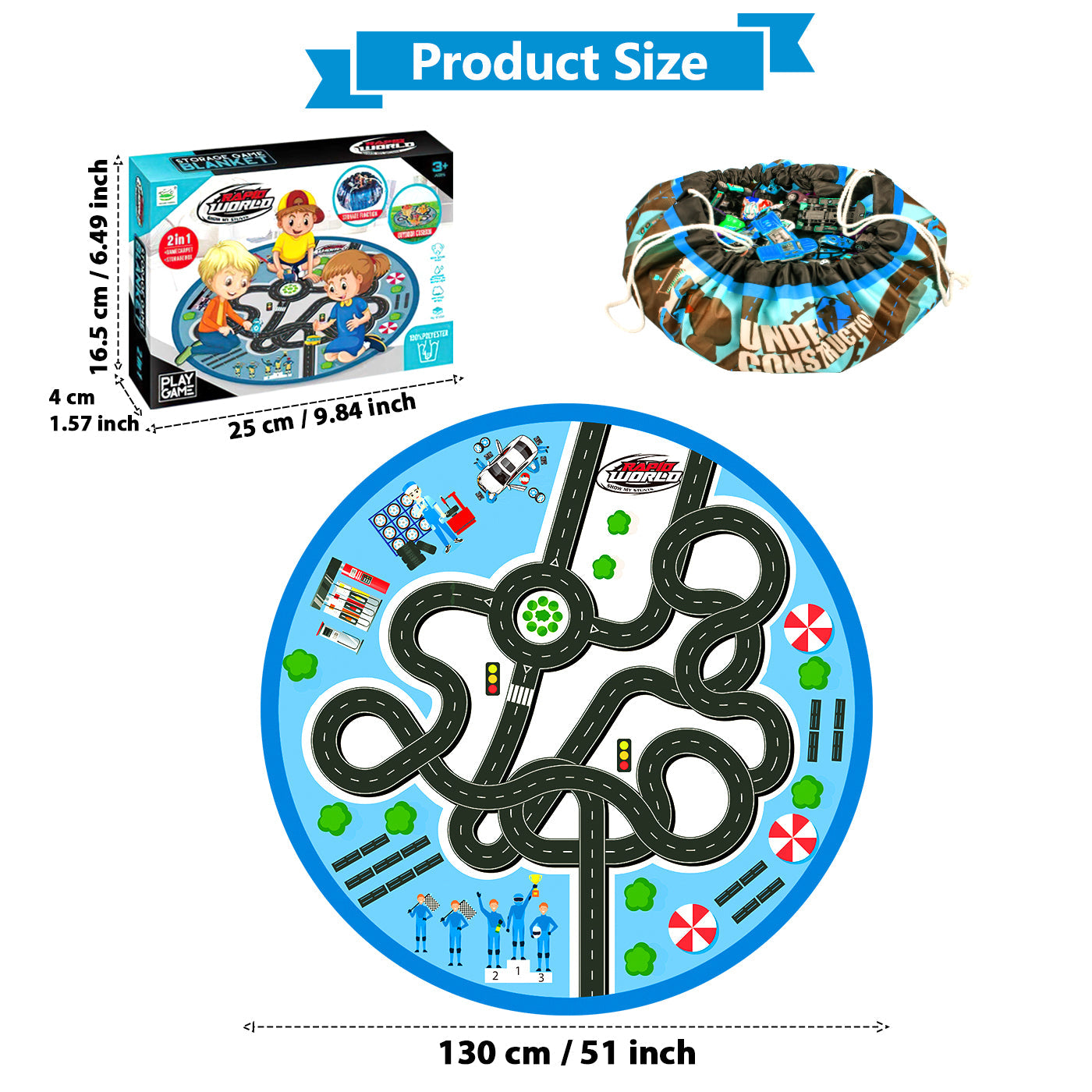 Kids Carpet Playmat Rug Set Playroom Rug, City Pretend Play Toys Baby Toddler Kid Child Educational Ideal for Boys & Girls