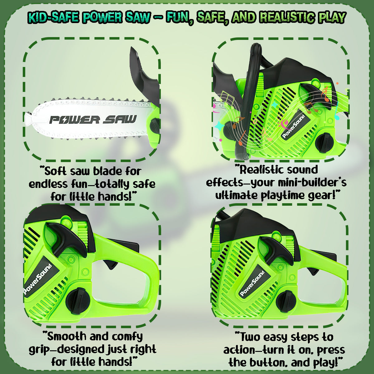 Construction Tool, Rotating Power Chainsaw With Realistic Sound New Electric Simulation Repair Tools Pretend Play Toys Best Gift For Boys Kids Children