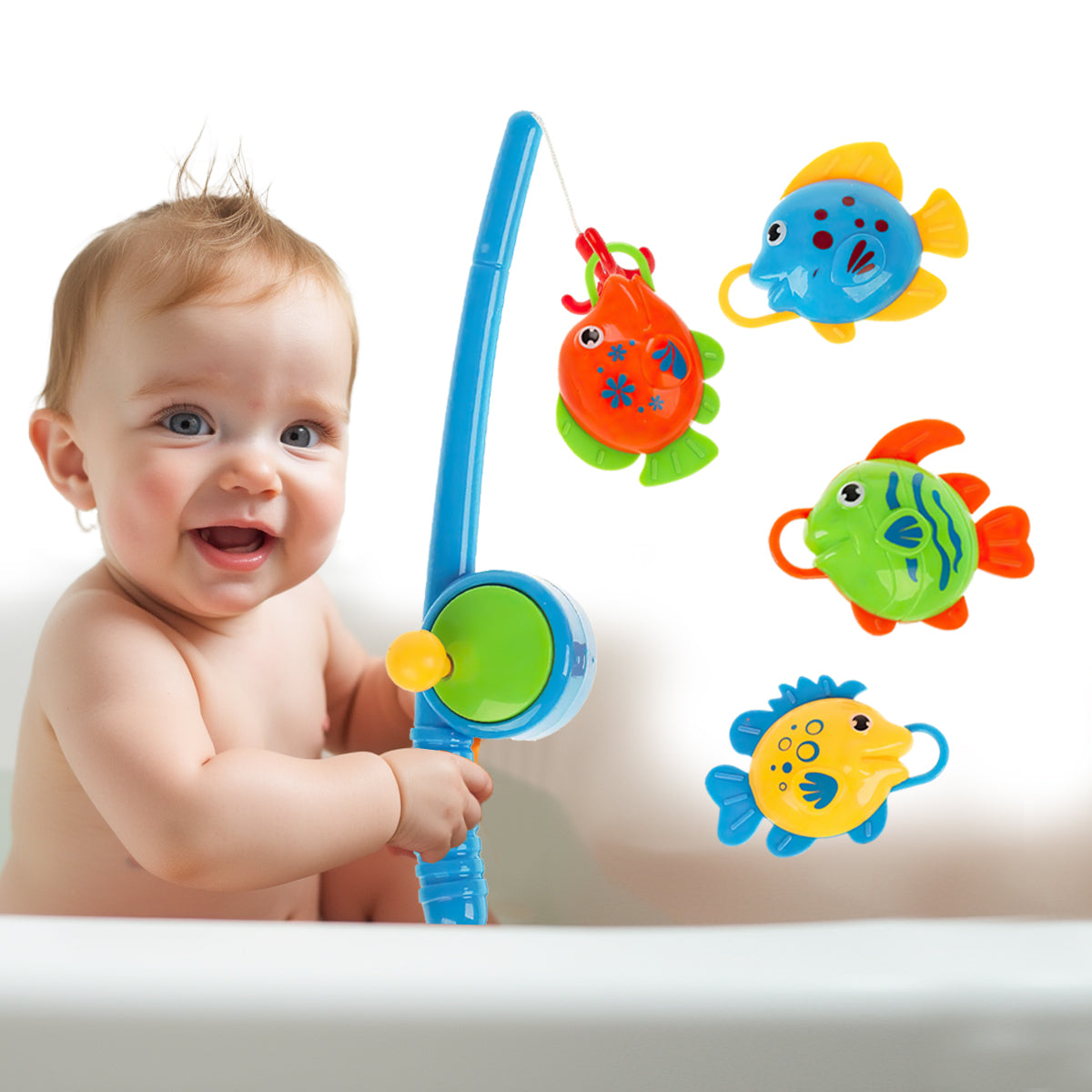 Bath Time Bathtub Fishing Toys for Children, Baby Bath Swimming Pool Fishing Toys for Baby Kids, Bathpool Fishing Toys for Water Tables with Fishing Net, Summer Pool Games