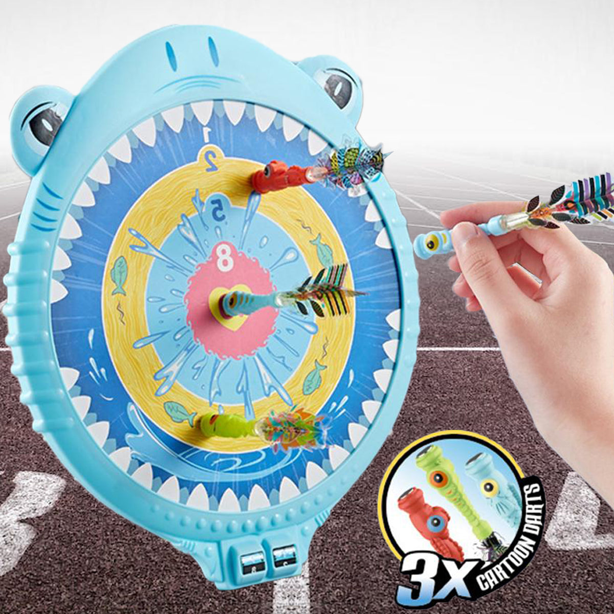 Cute Shark Shaped Magnetic Dart Board Set with 3 Darts, Plastic Hanging Wall Dartboard for Boys, Board Game Toy for Kids, Party Supplies Shark for Girls, Dart Board Set for Children