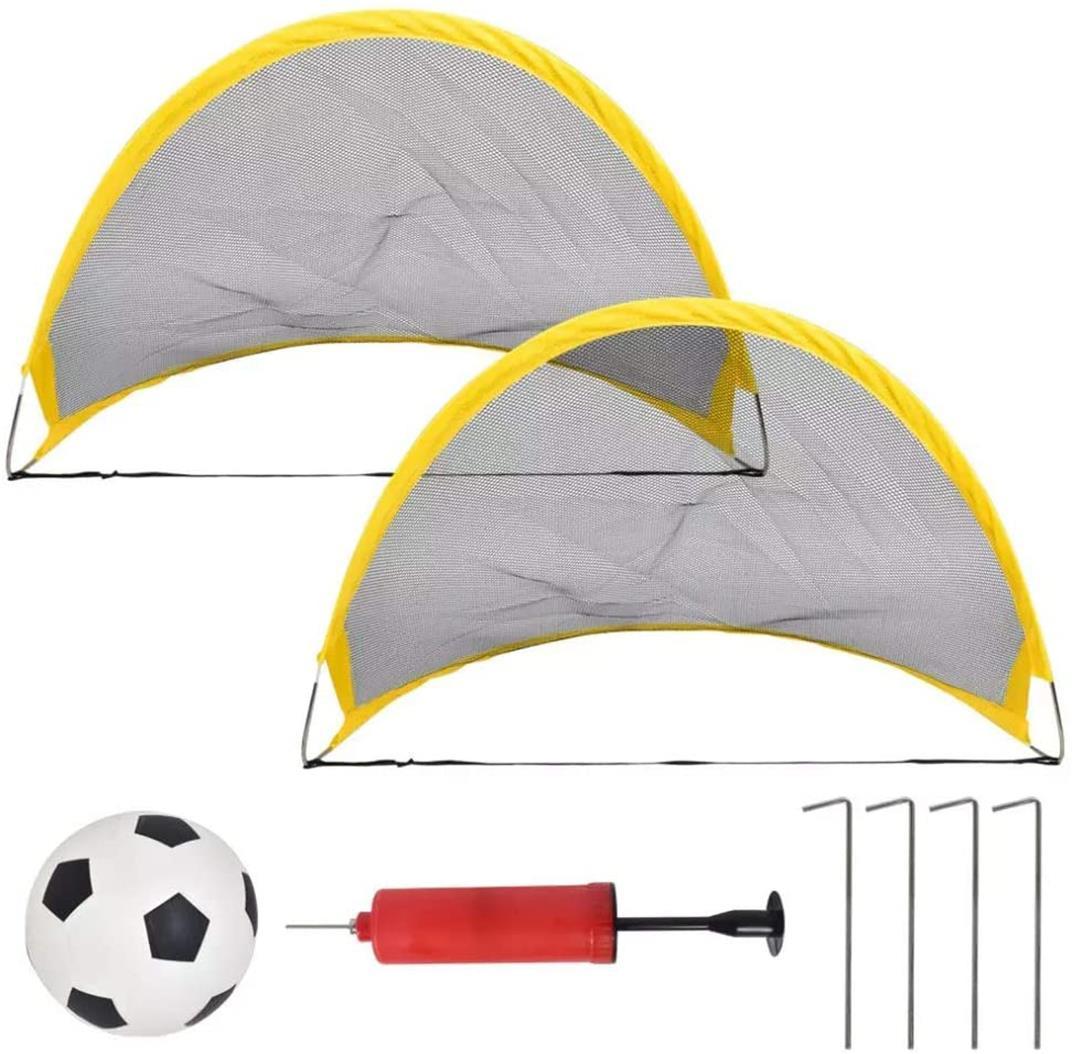 Kids Foldable Pop Up Soccer Goal with Ball, Pump, 4 Pegs, Backyard Football, Goal for Soccer Practice, Beach, Playground, Camping Kids Soccer Training Net, 60x40x40 cm