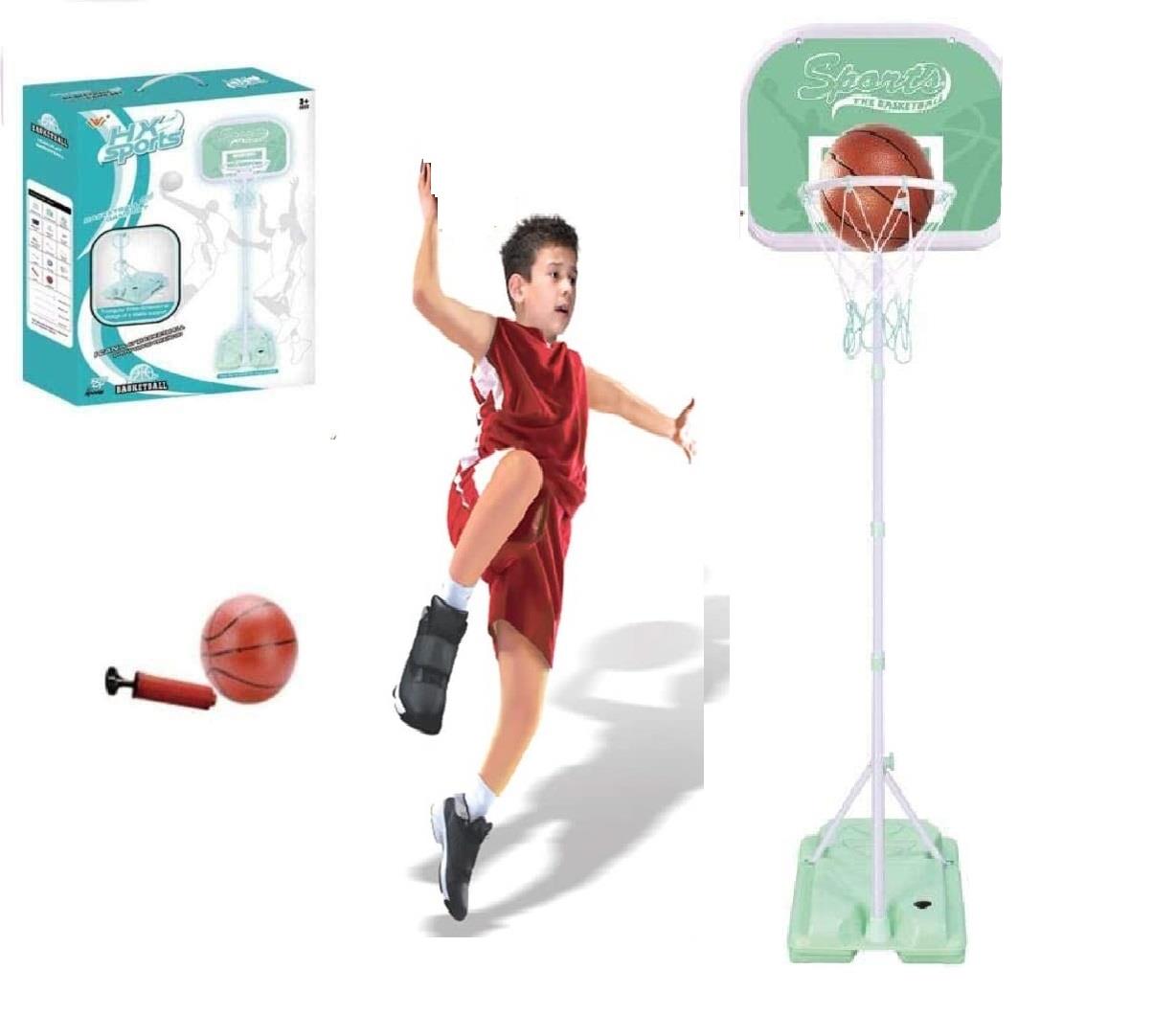 Adjustable Metal HOOP STAND Basketball Set pump Ball Height 210cm