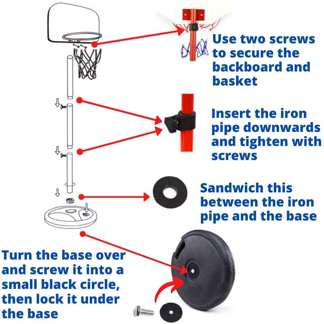 Basketball Hoop for Kids, Height Adjustable Stand Portable Indoor Outdoor, 80cm to 145cm