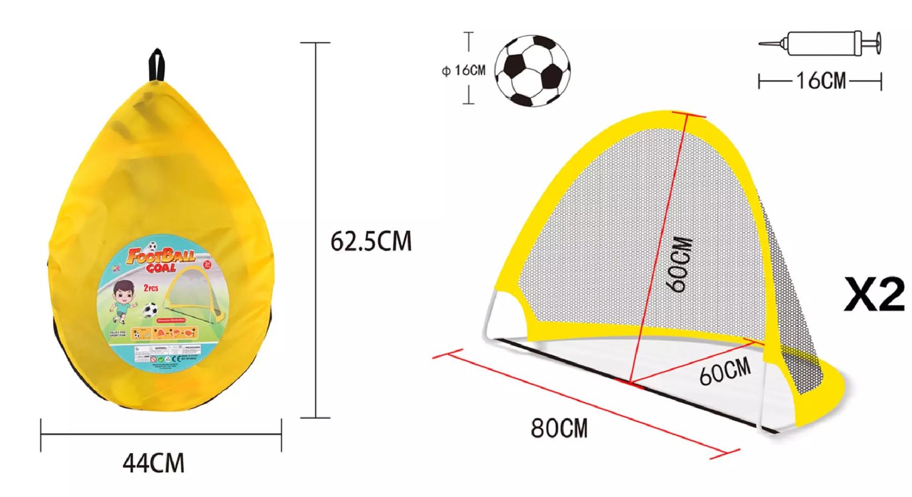 Foldable Pop Up Soccer Goal with Ball, Pump, 4 Pegs