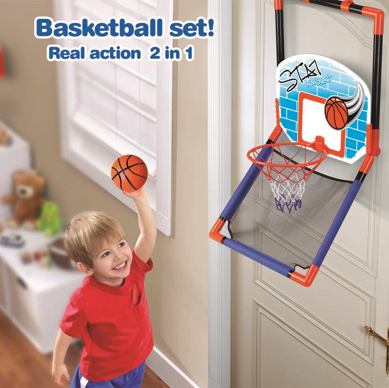 2 in 1 Floor and Over the Door Basketball Play Set for Kids
