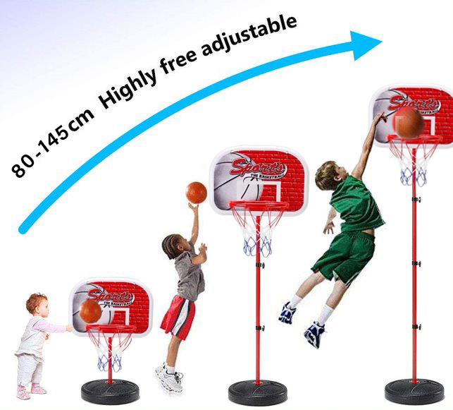 Basketball Hoop for Kids, Height Adjustable Stand Portable Indoor Outdoor, 80cm to 145cm