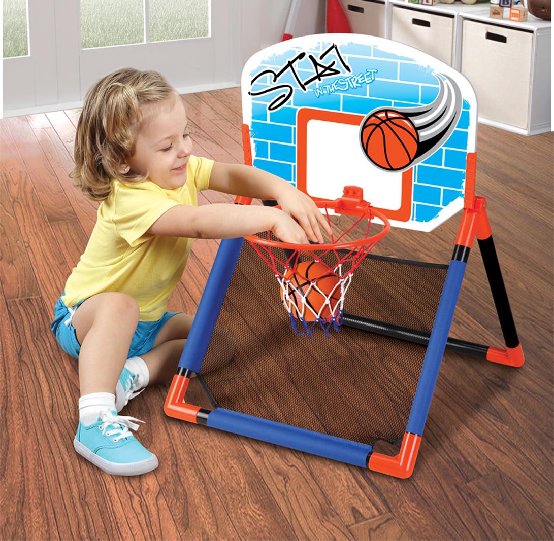 2 in 1 Floor and Over the Door Basketball Play Set for Kids