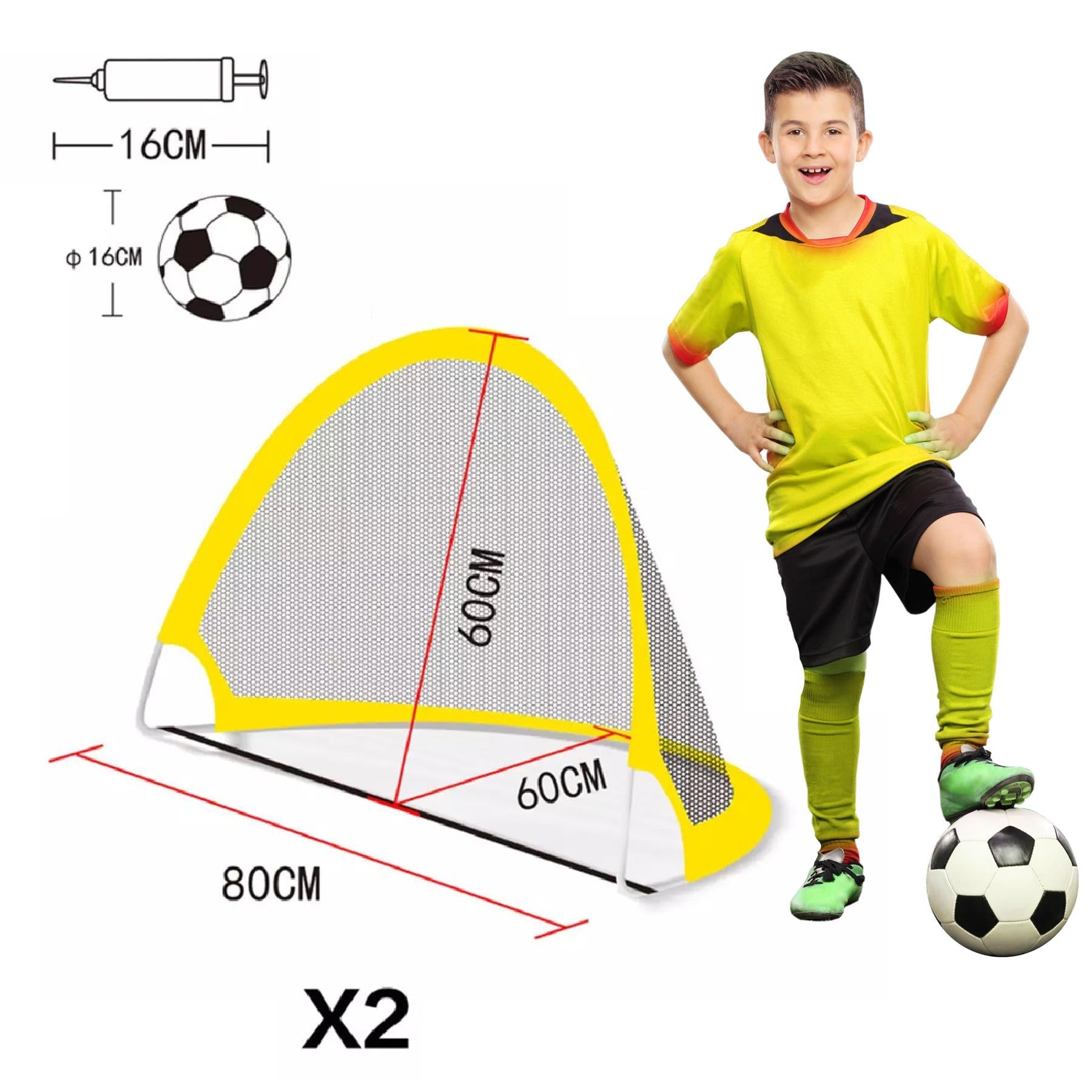 Foldable Pop Up Soccer Goal with Ball, Pump, 4 Pegs