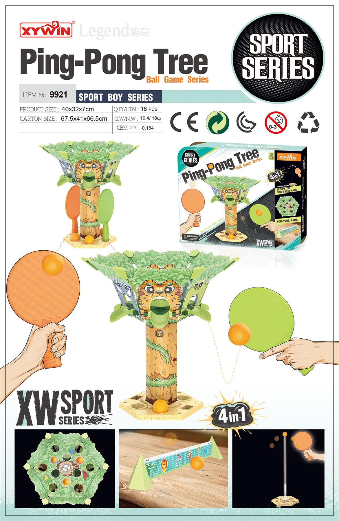 4-in-1 Ping Pong Tree Tennis Sport Play Set Toy Ball Game Series, Table Tennis Game for Kids, Ping Pong Tree Table Tennis Training Equipment for Beginners, for Children