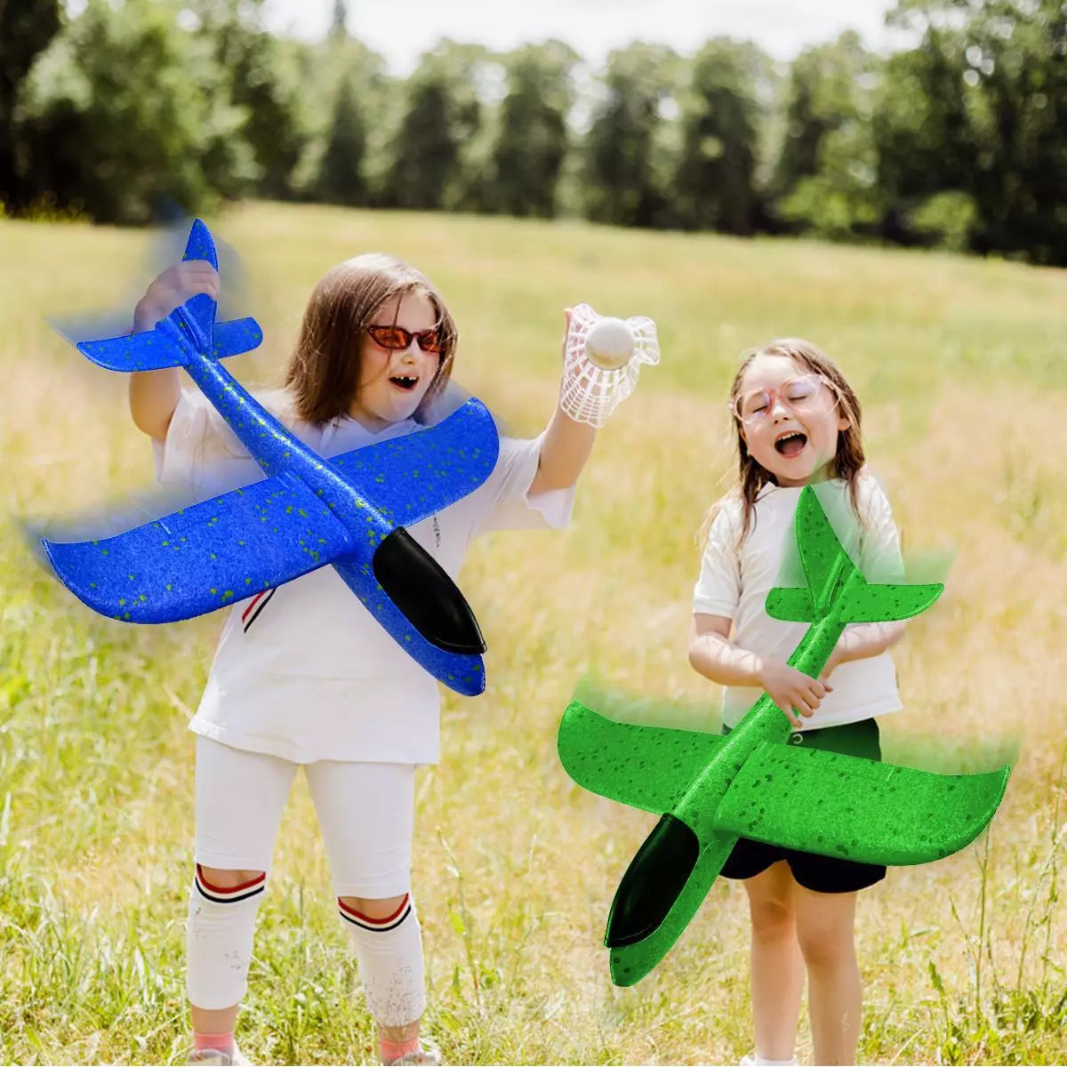 Catapult Airplane Toy, Large Hand Throw Foam Glider Plane, Flying Toy for Kids, Outdoor Sport Gift (Pack of 2 Random Colours)