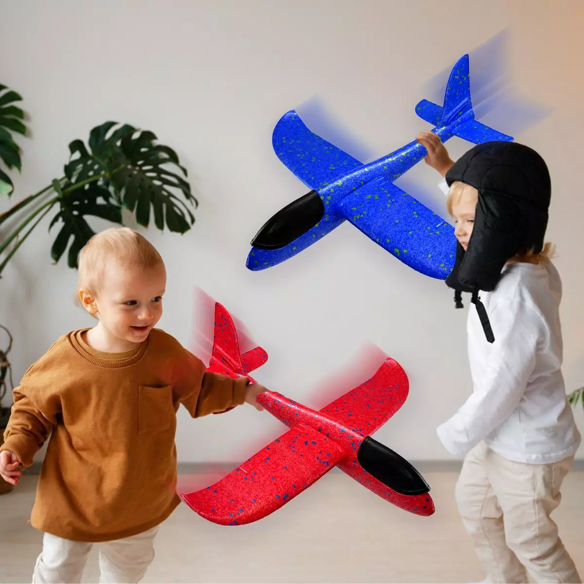Catapult Airplane Toy, Large Hand Throw Foam Glider Plane, Flying Toy for Kids, Outdoor Sport Gift (Pack of 2 Random Colours)