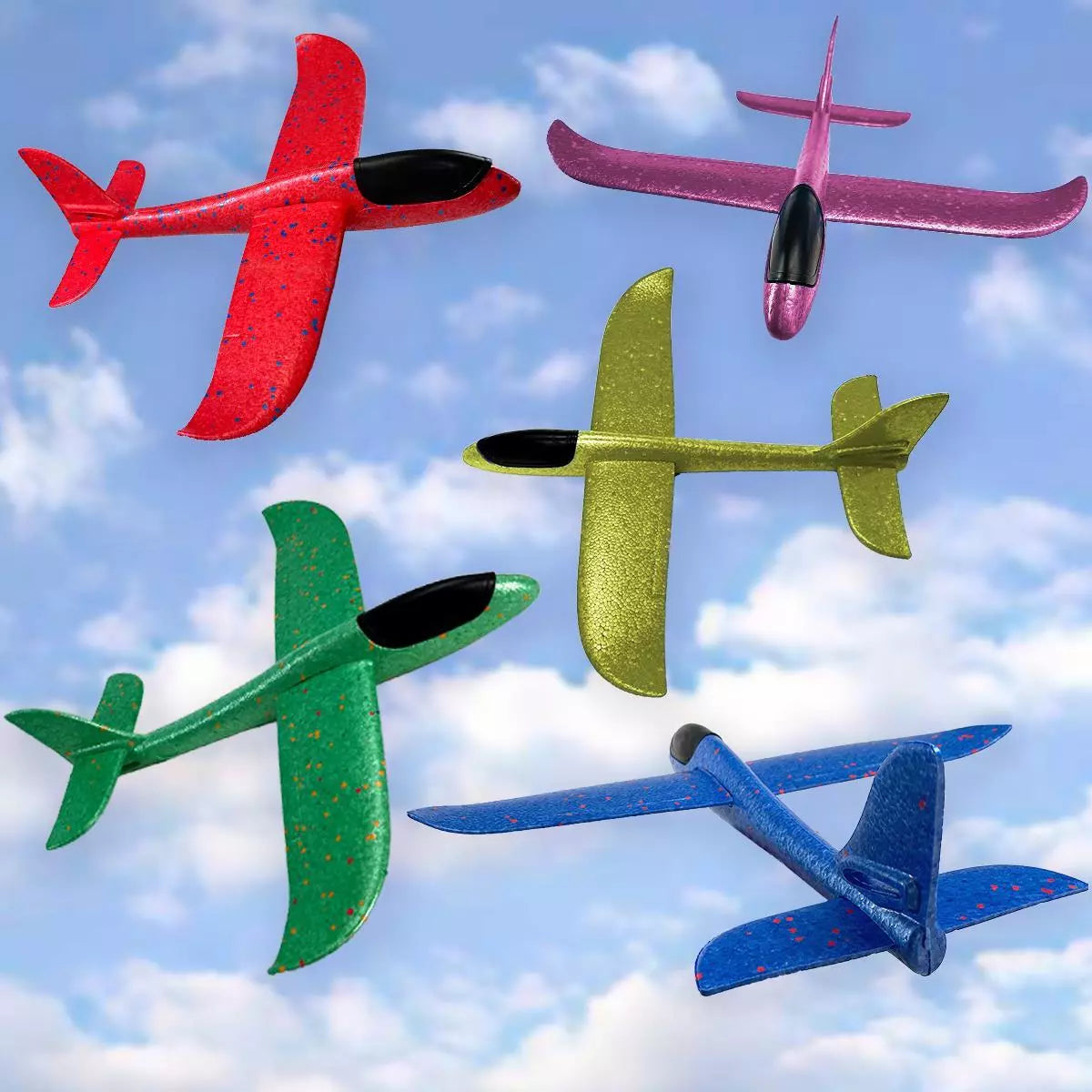 Catapult Airplane Toy, Large Hand Throw Foam Glider Plane, Flying Toy for Kids, Outdoor Sport Gift (Pack of 2 Random Colours)