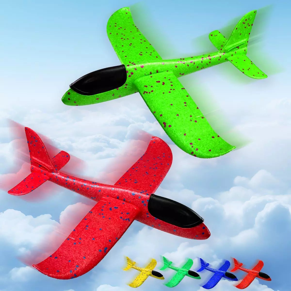 Catapult Airplane Toy, Large Hand Throw Foam Glider Plane, Flying Toy for Kids, Outdoor Sport Gift (Pack of 2 Random Colours)